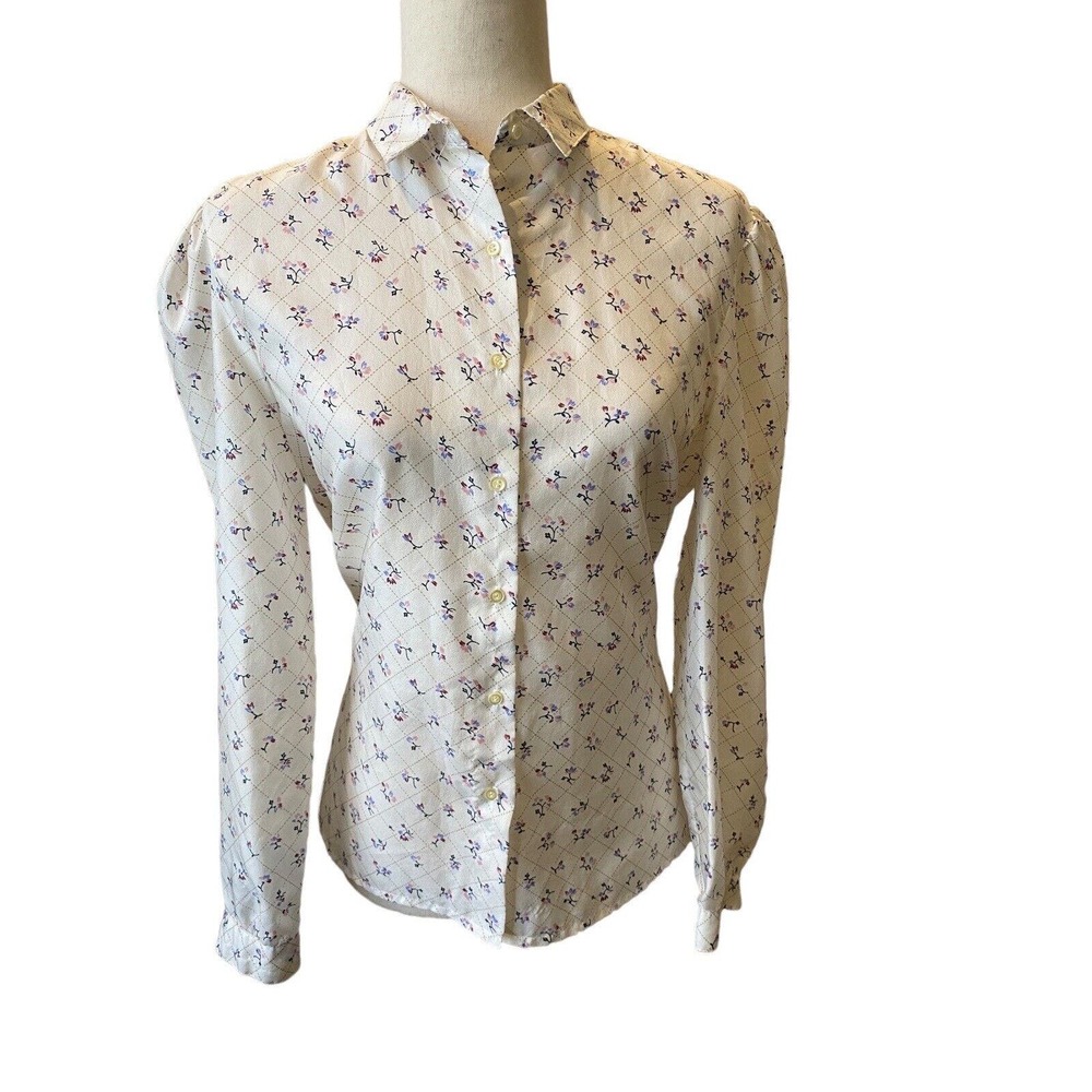 Vintage 50s 60s 70s Blouse Floral Cottage Core Large Shabby Chic Dainty‎ Boho